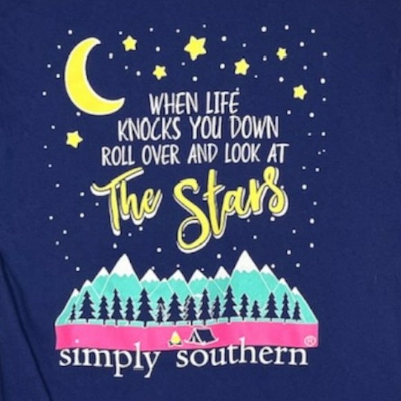 Simply Southern “Look at the Stars” 100% Cotton LS Tee - Dark Blue - M - Picture 1 of 8